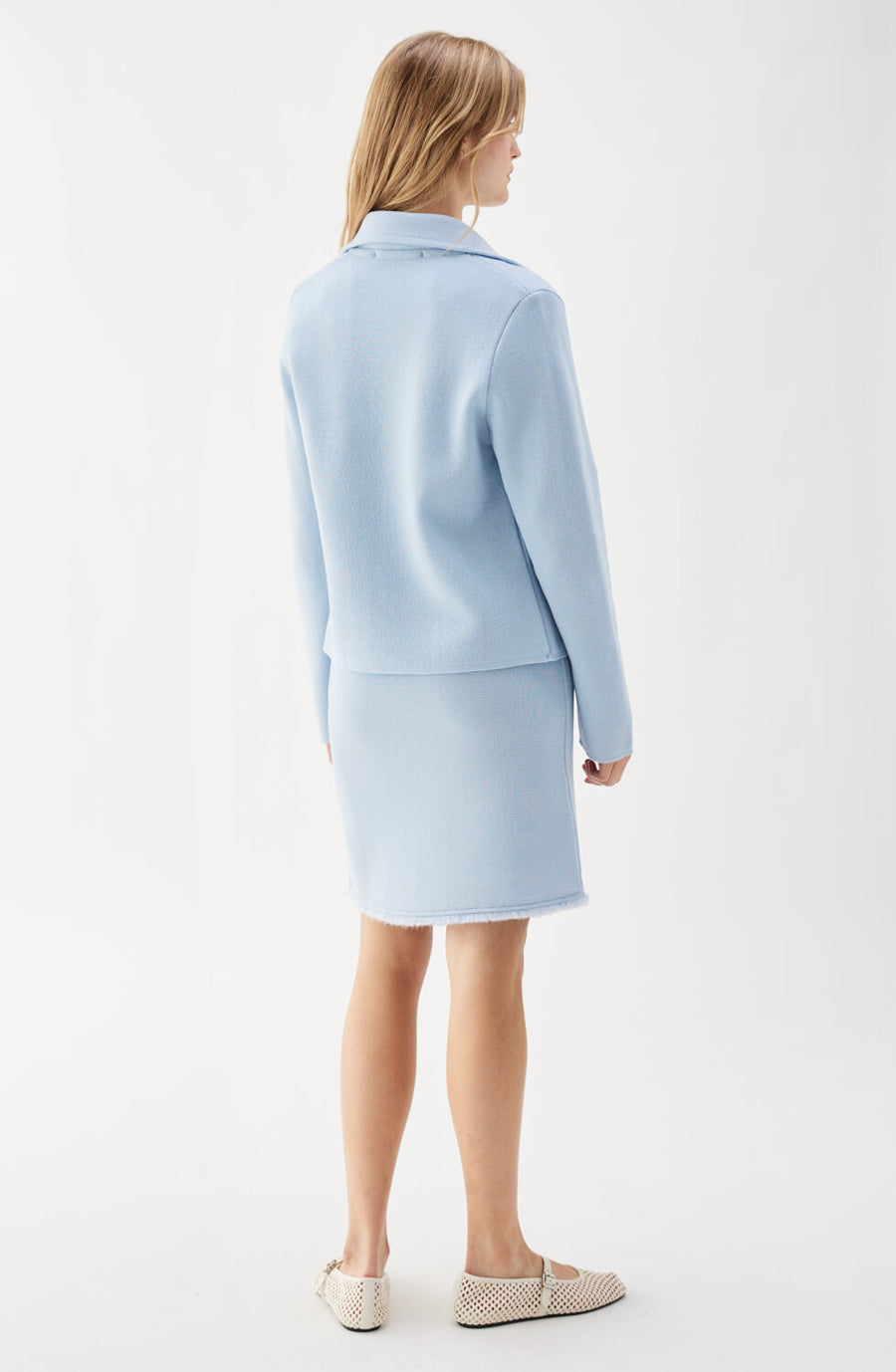 INDRA KNITTED WOOL JACKET Ice Blue