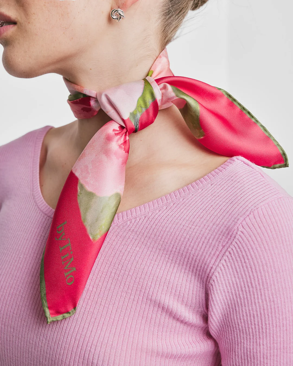 Silk Scarf Small Rouge Fleur