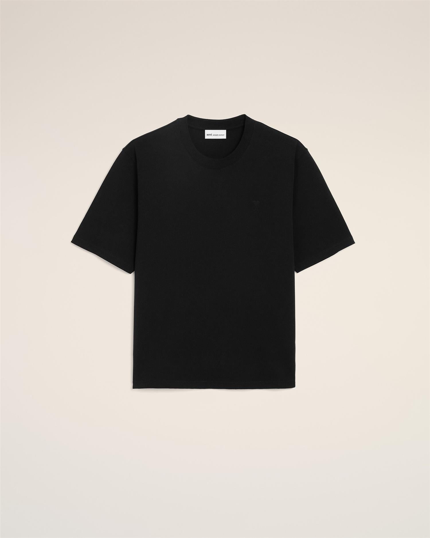 TONAL EMBOSSED AMI DE COEUR T-SHIRT BLACK