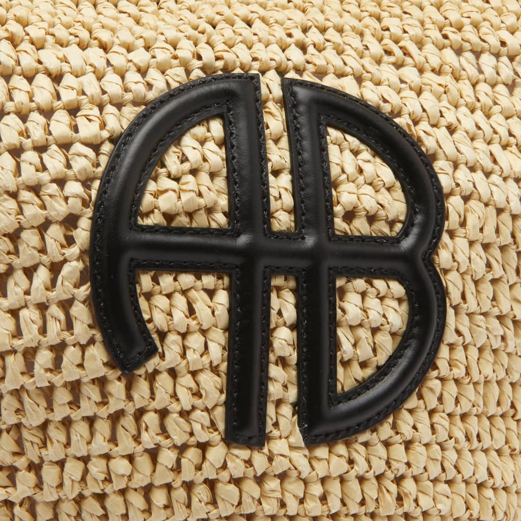 SMALL LEAH HOBO BAG NATURAL WITH BLACK