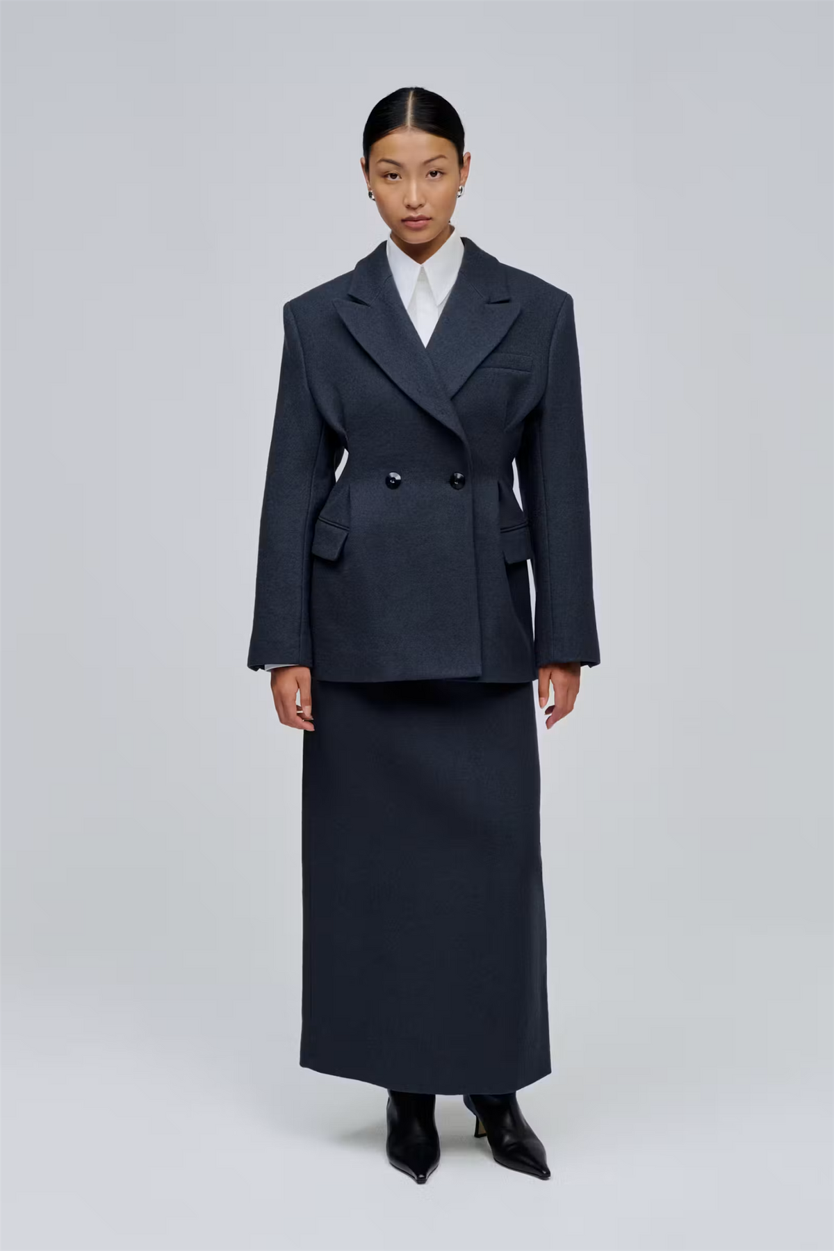 Jillian Loose Fit Wool Blazer Slate Blue