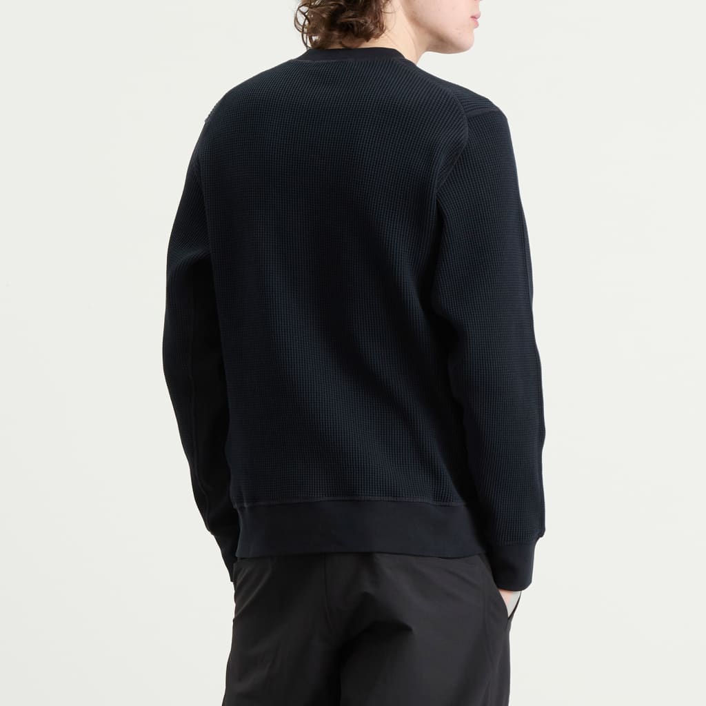 ORGANIC COTTON WAFFLE SWEATSHIRT NAVY BLUE
