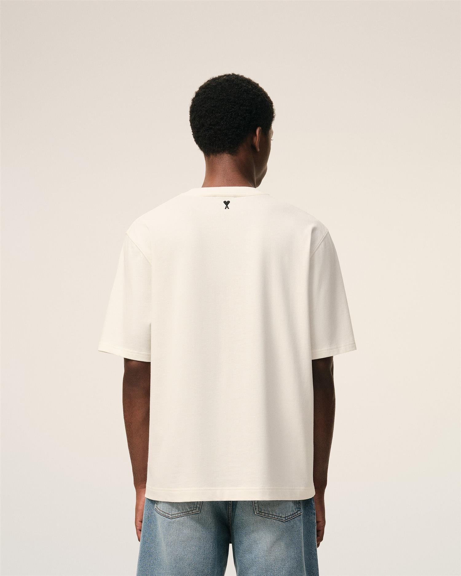 AMI PARIS HERITAGE PRINT T-SHIRT WHITE CREAM