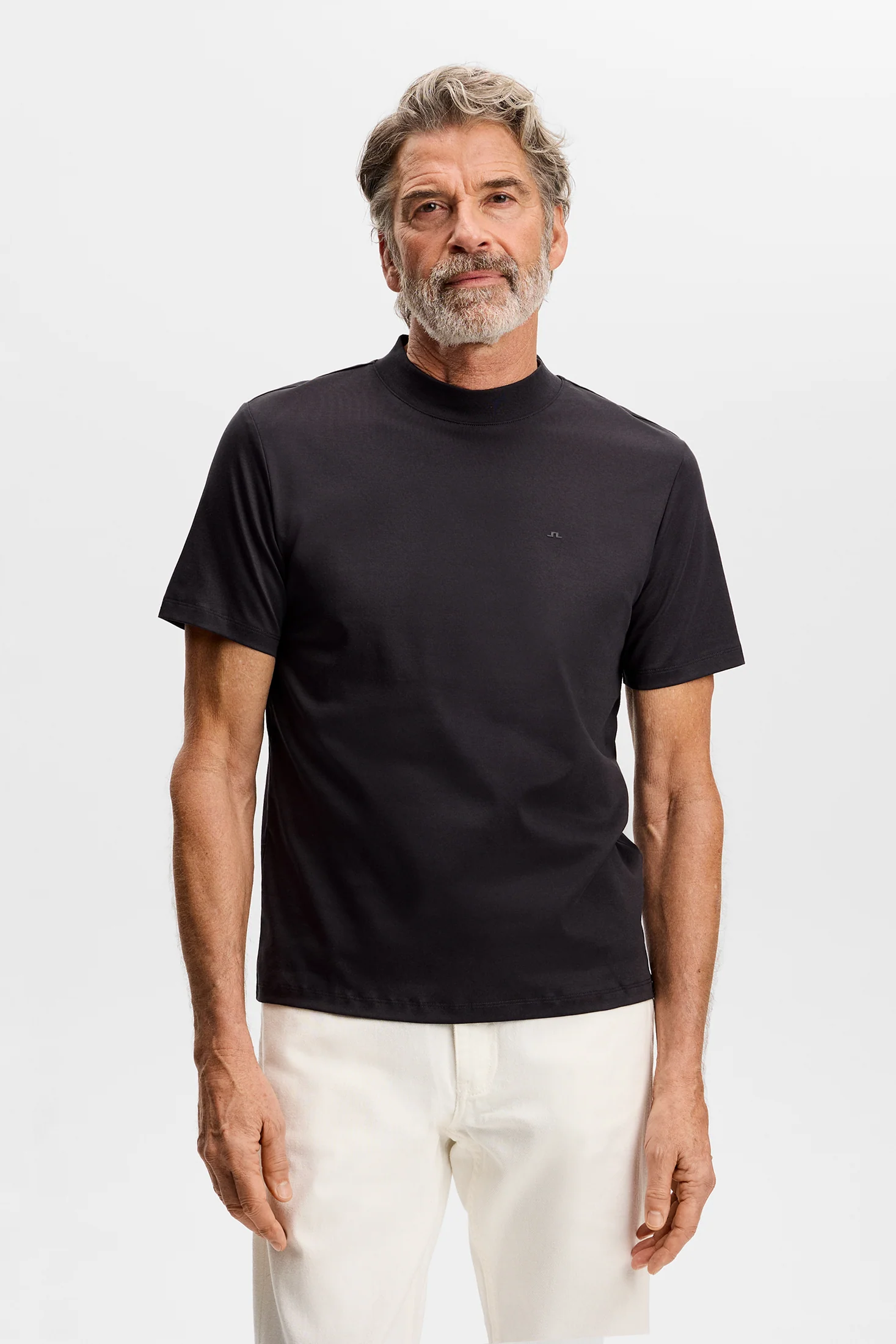 Ace Mercerized Mock Neck T-Shirt Black