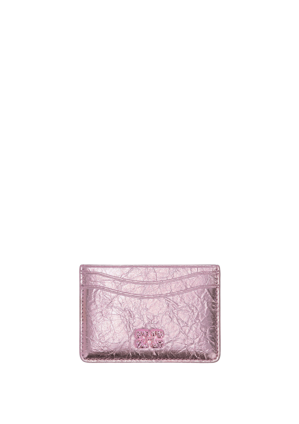 Card Holder Metallic Crushed Silver Pink