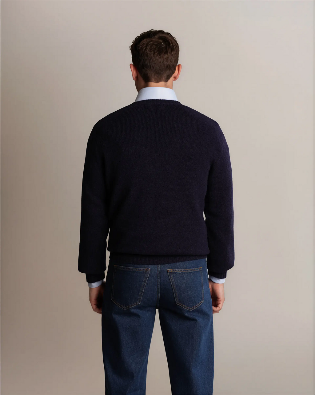Shetland Wool Sweater Navy