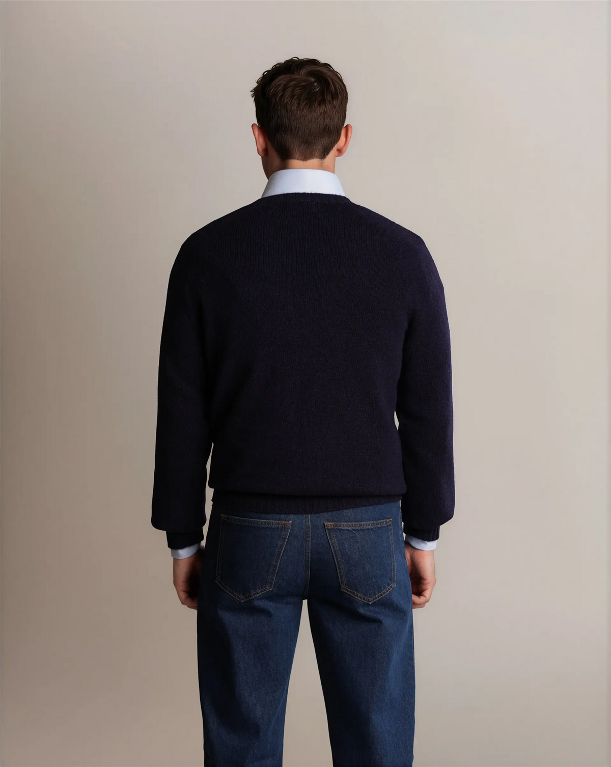 Shetland Wool Sweater Navy