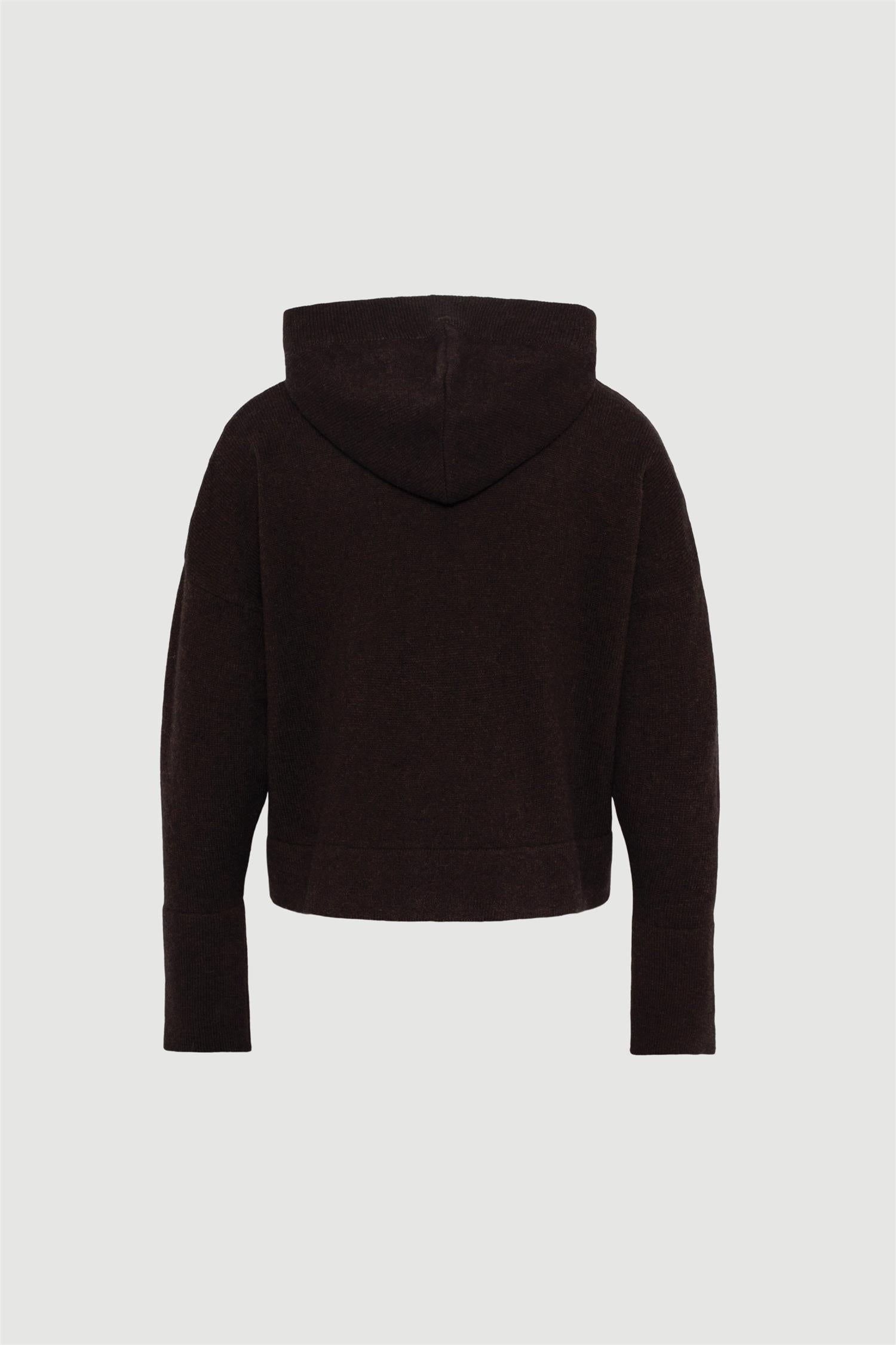 Everyday Knitted Wool Hoodie Dark brown