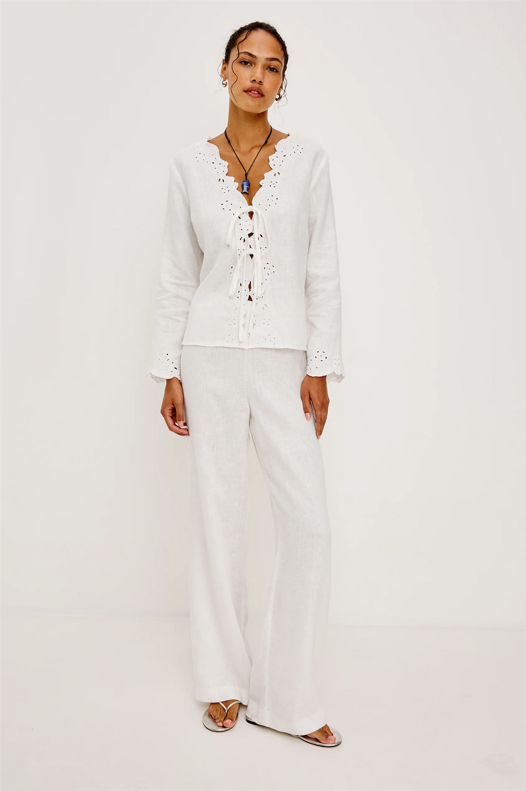 FLEUR LINEN TOP WHITE