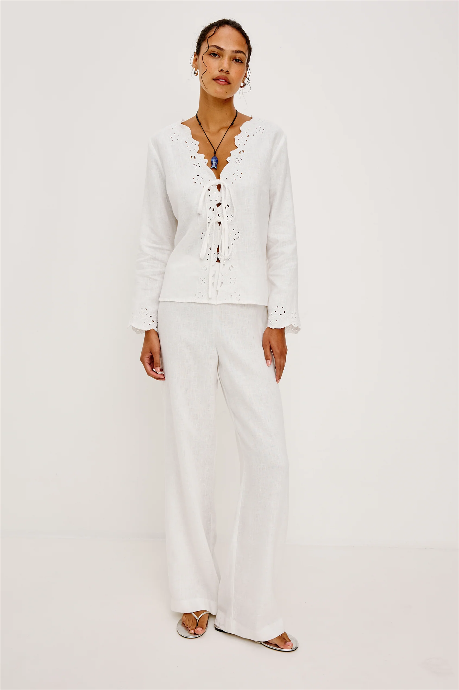 FLEUR LINEN TOP WHITE