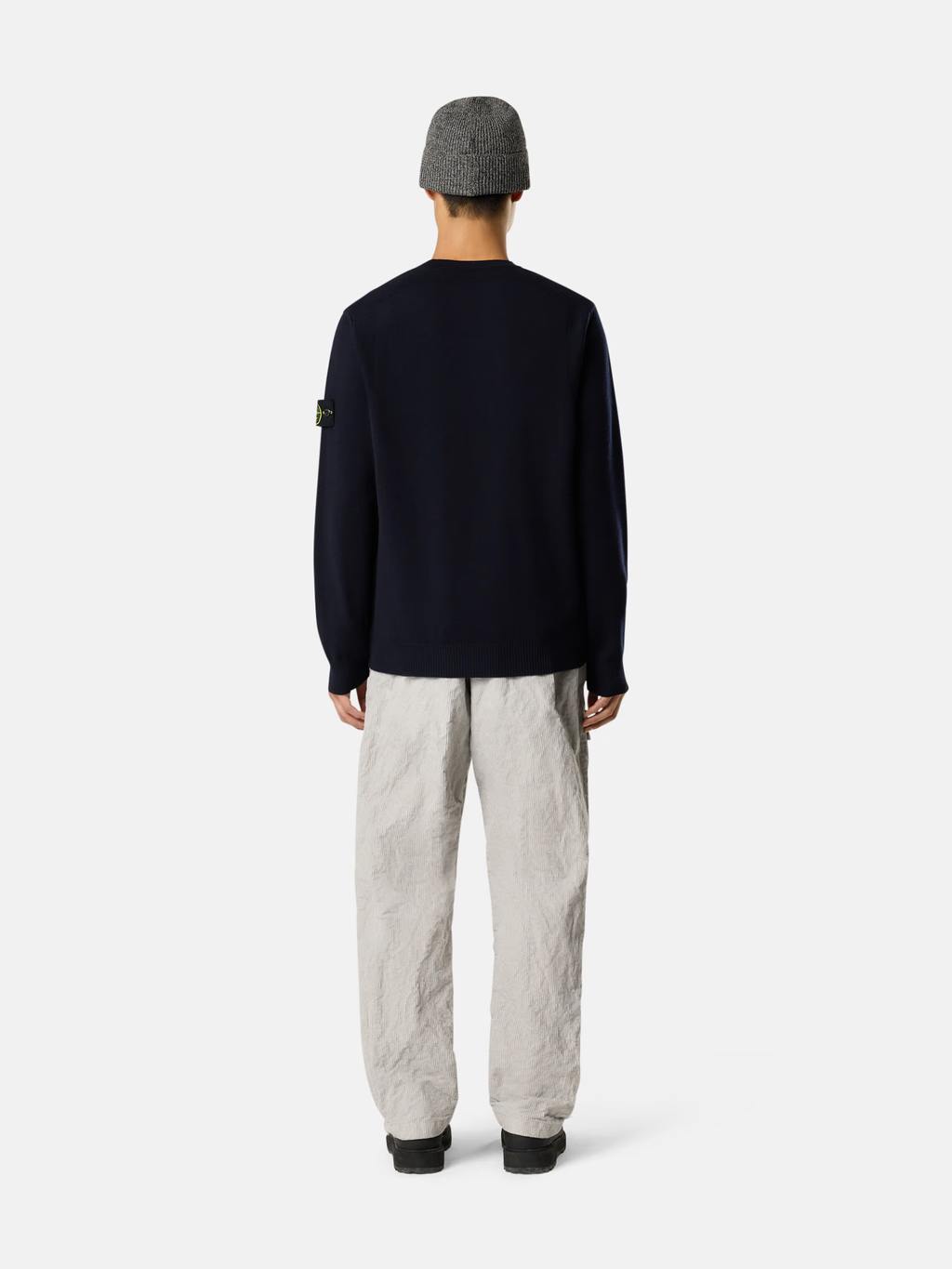 KNITTED STRETCH RWS WOOL SWEATER NAVY