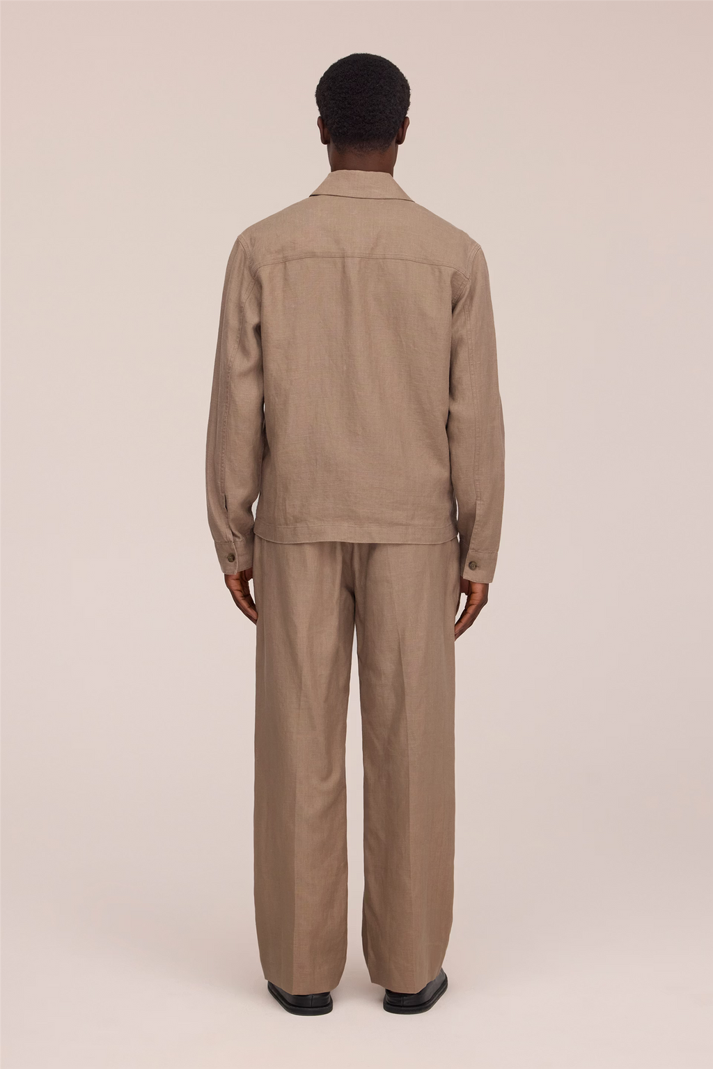 Alban 1454 Zipped Linen Overshirt Clay Mirage