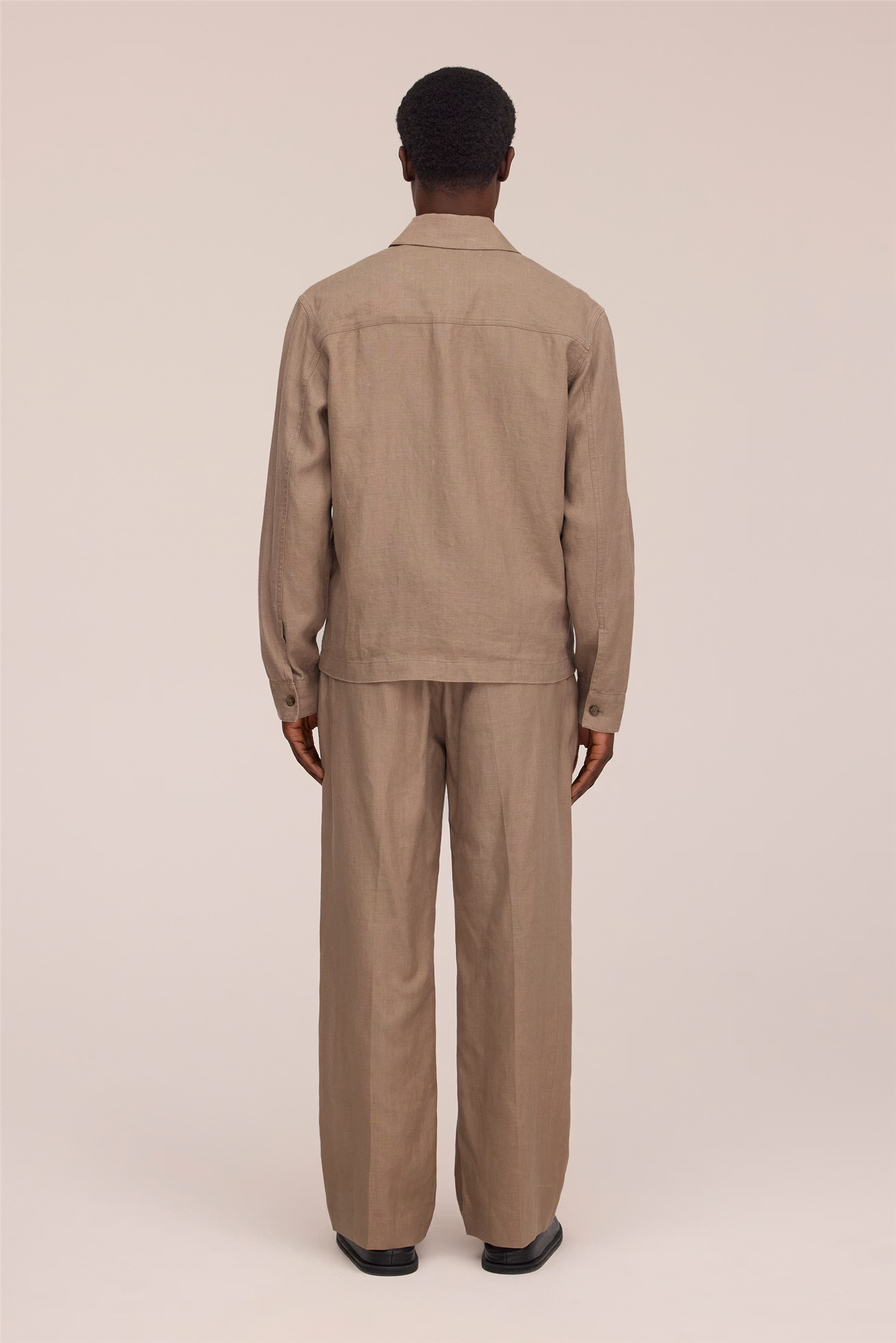 Alban 1454 Zipped Linen Overshirt Clay Mirage