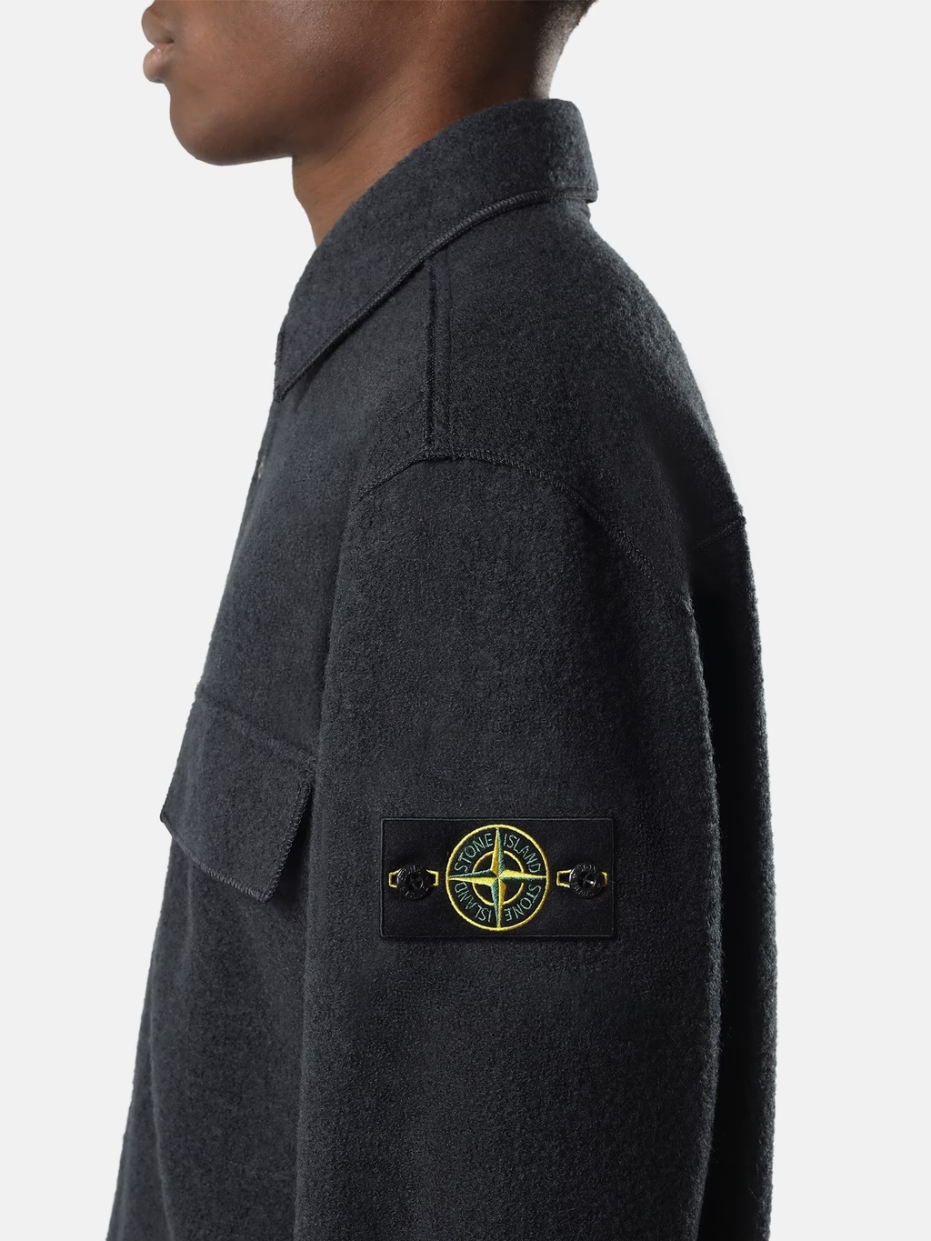 MICRO BOUCLÉ OVERSHIRT NAVY BLUE
