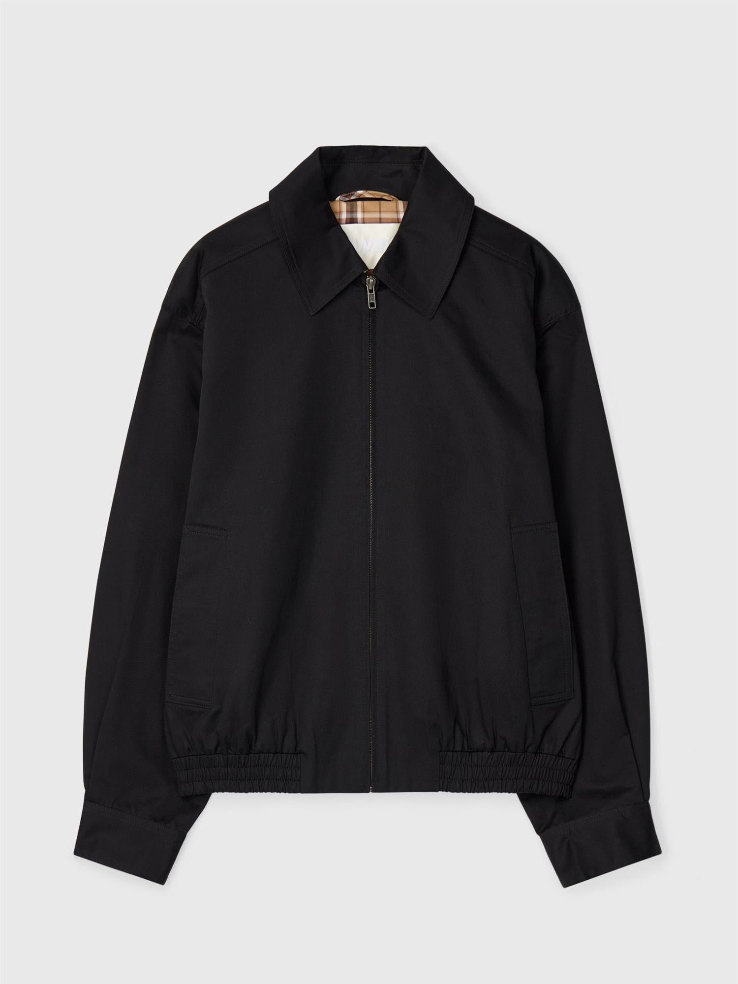Blouson Zip Up Cotton Twill Jacket Jet Black
