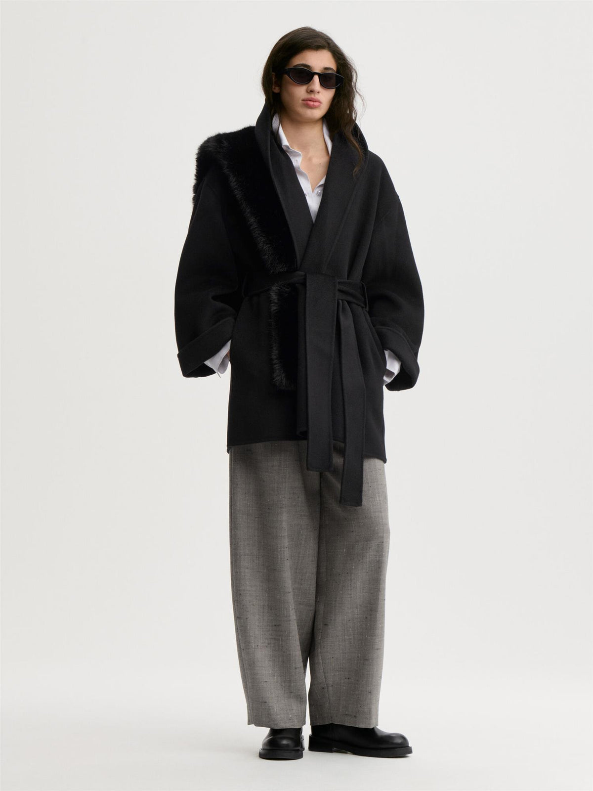 Trinelle wool coat Black