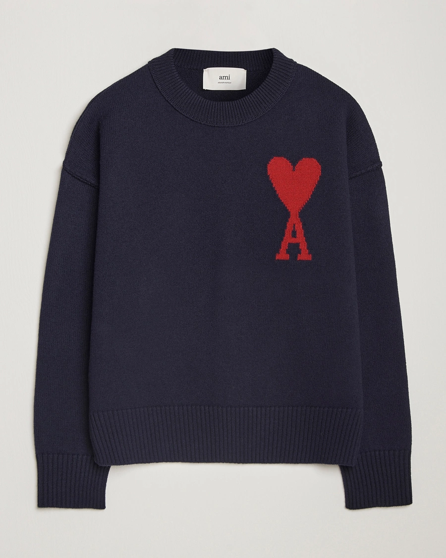 Wool Ami De Couer Sweater Big Logo Navy/Red