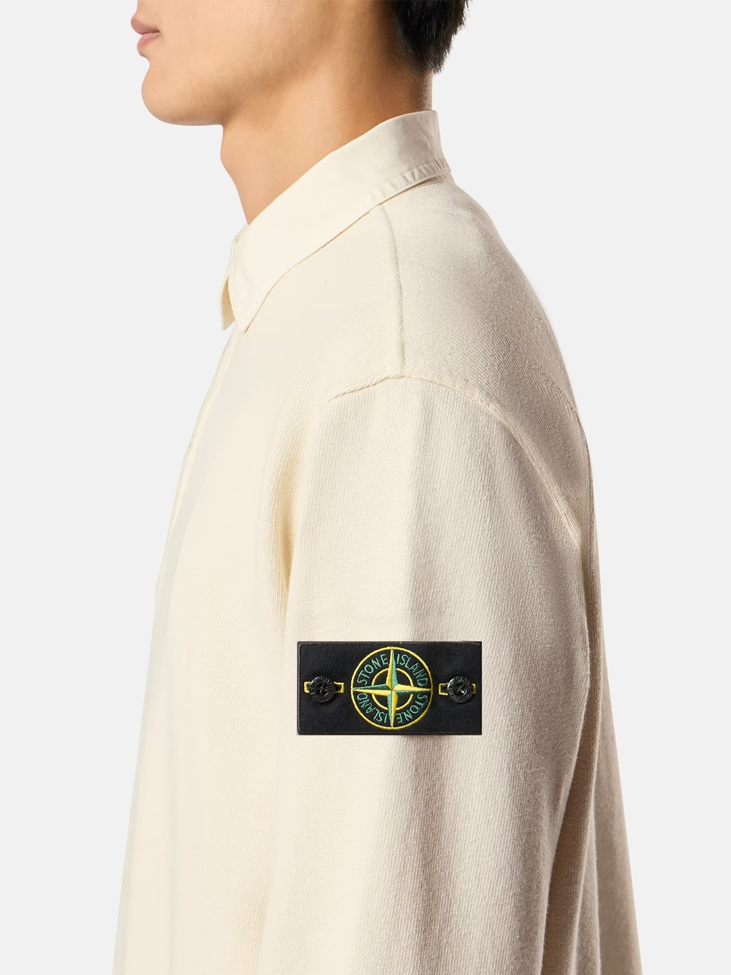 HEAVY COTTON JERSEY POLO SWEATSHIRT IVORY