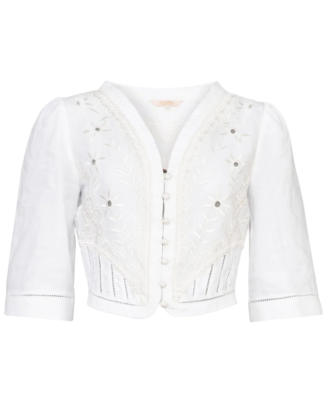 Linen Embroidered Jacket White
