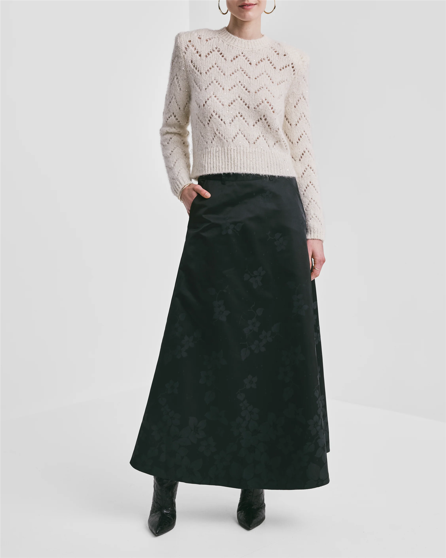 jacquard Maxi Skirt Black