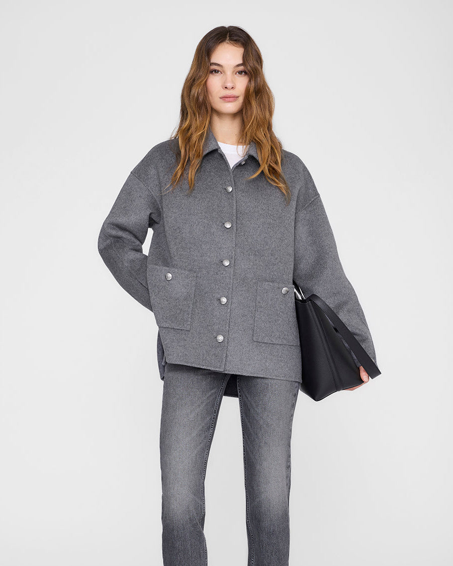 LUCA CASHMERE BLEND JACKET HEATHER GREY