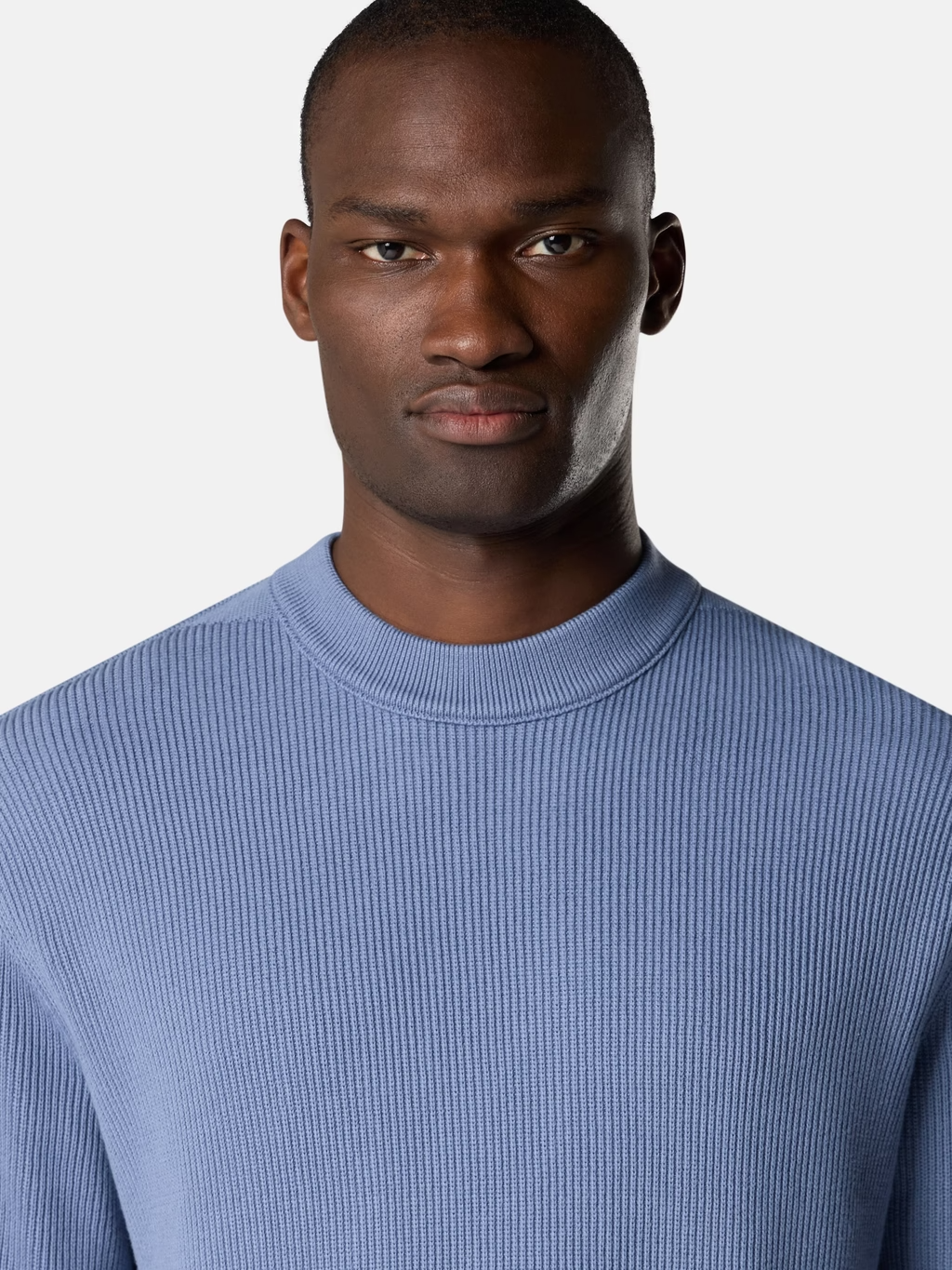 RIBBED KNITTED ORGANIC COTTON SWEATER AVIO BLUE