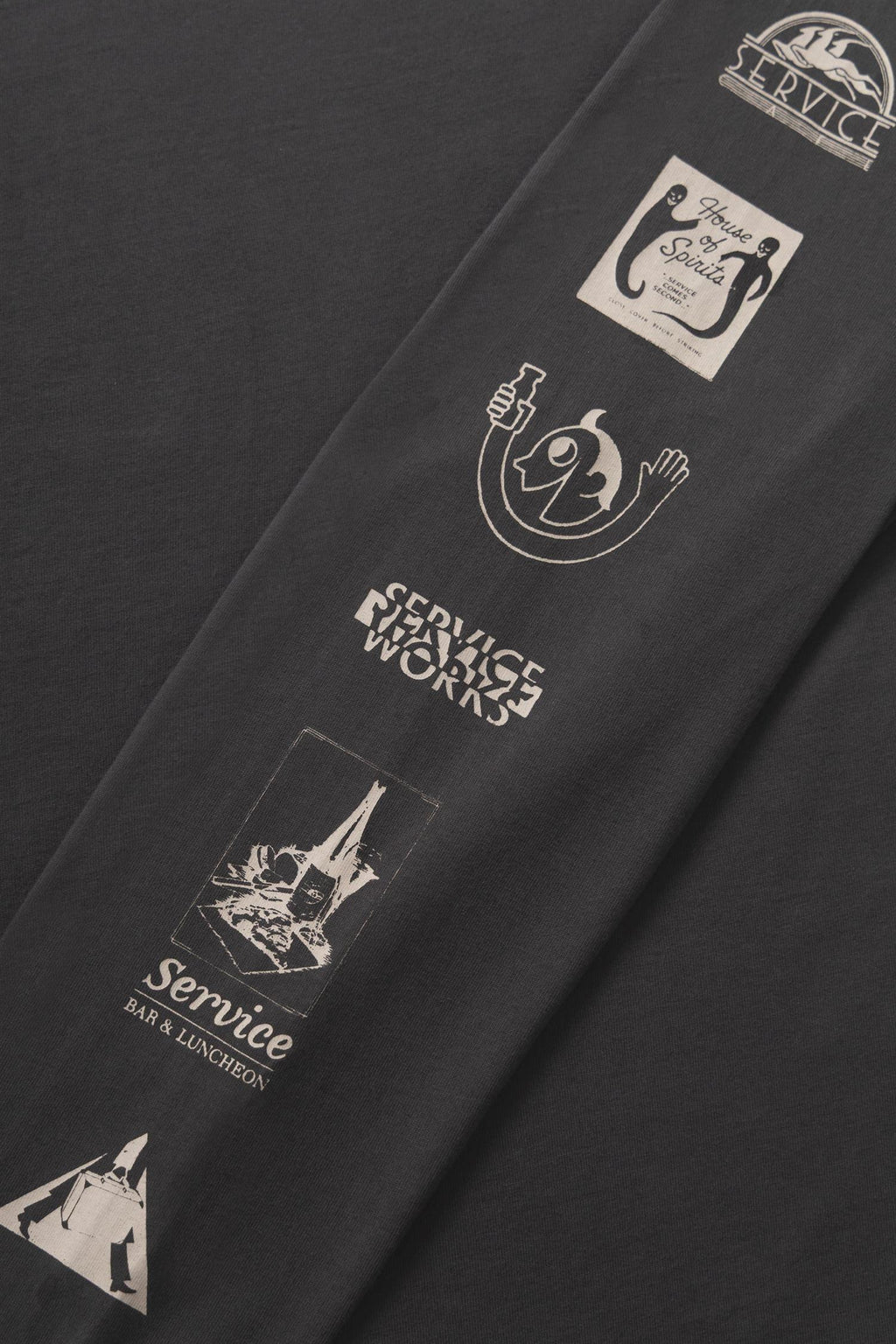 Bootleg Sleeve Print Long Sleeve Charcoal