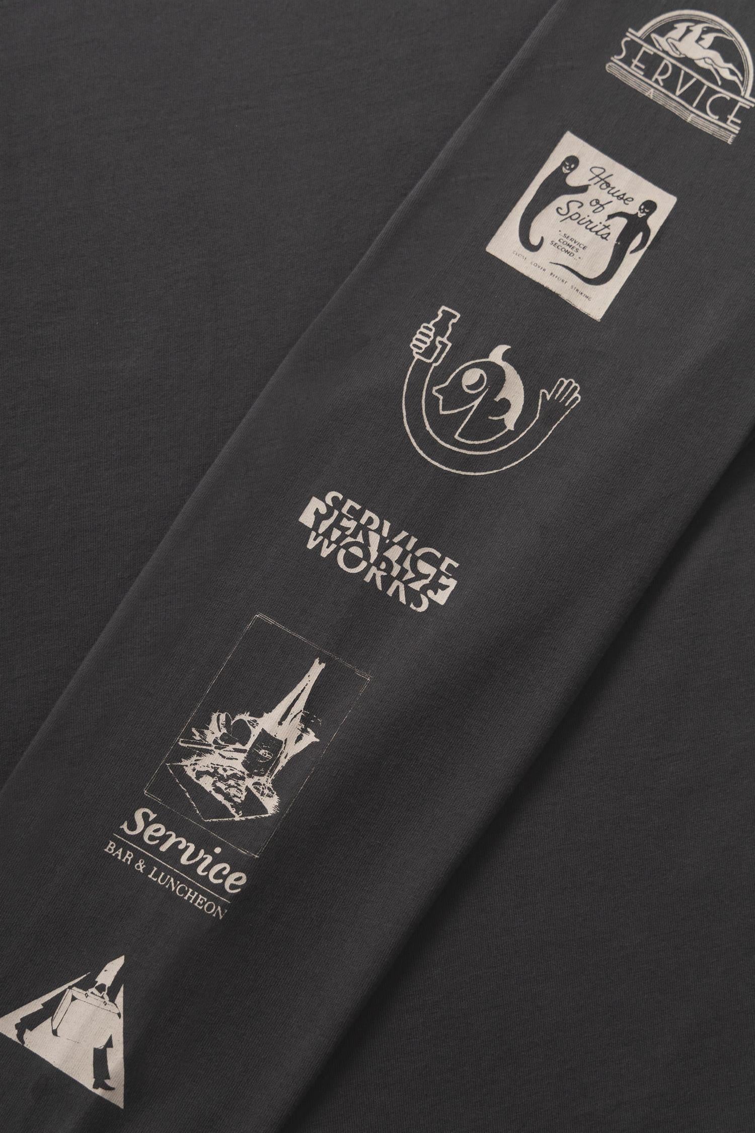 Bootleg Sleeve Print Long Sleeve Charcoal