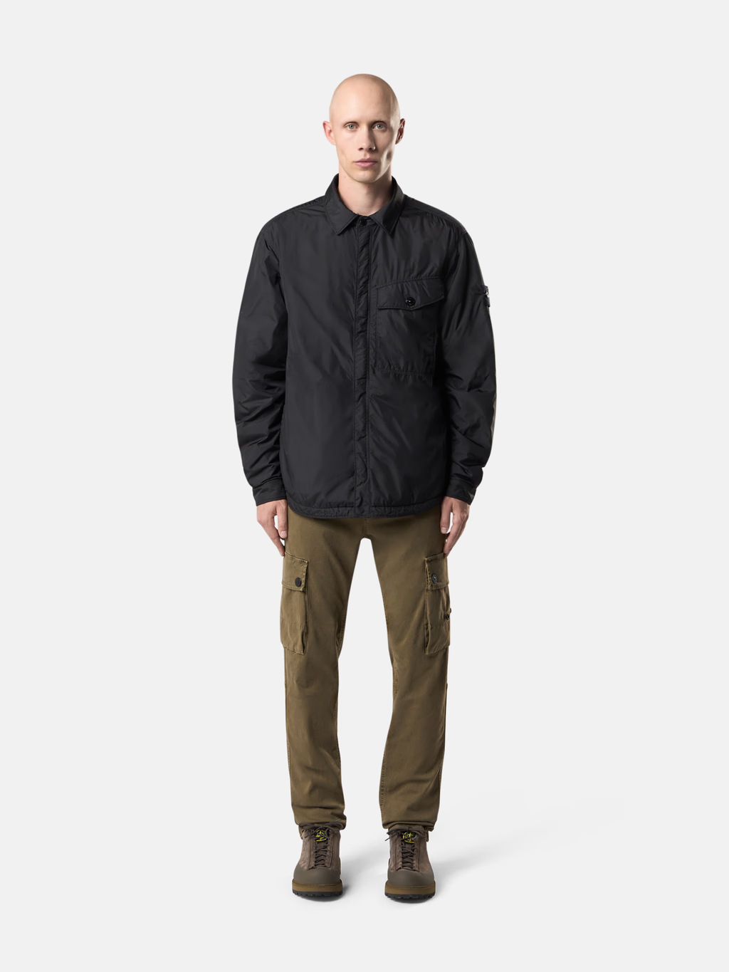 GARMENT DYED CRINKLE REPS NYLON OVERSHIRT BLACK