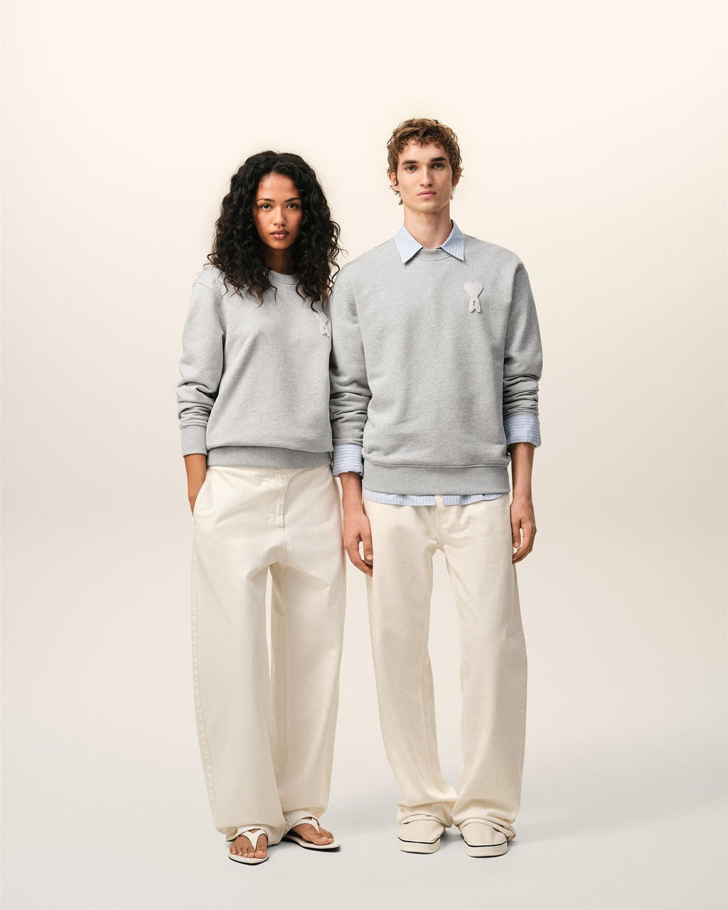 LOOPBACK COTTON ADC Crochet LOGO SWEATSHIRT GREY