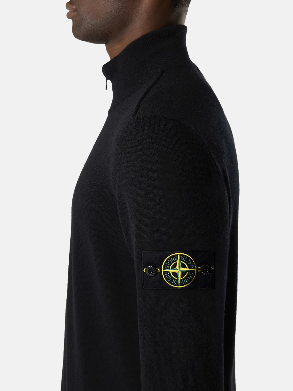KNITTED GEELONG WOOL FULL-ZIP SWEATER BLACK