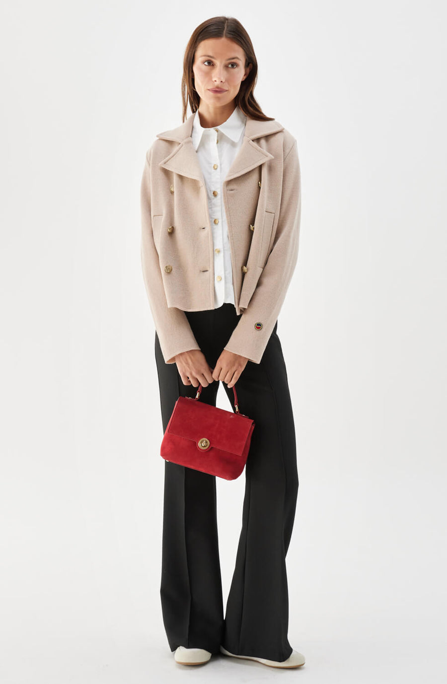 INDRA KNITTED WOOL JACKET FUDGE