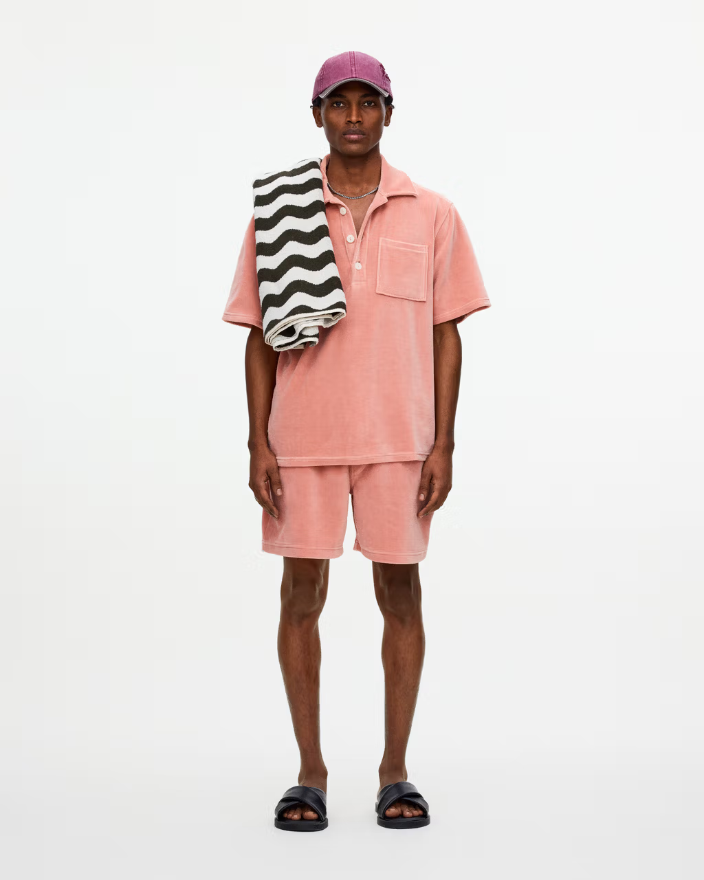 Girona Velour Polo Shirt Peach Pink