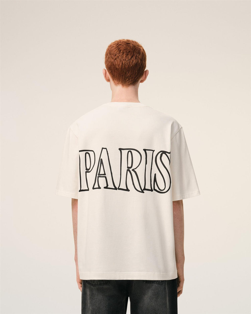 AMI PARIS Back & Front PRINT T-SHIRT WHITE CREAM