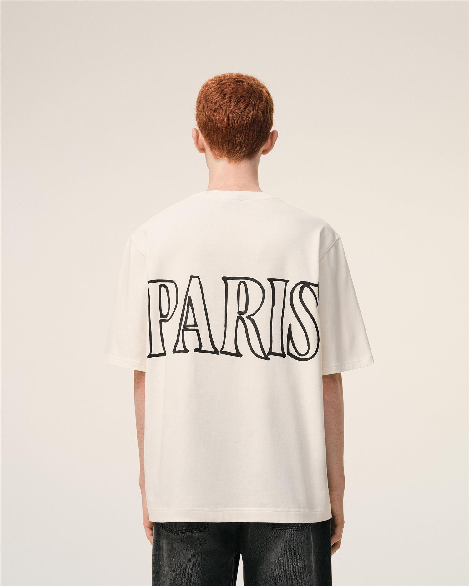 AMI PARIS Back & Front PRINT T-SHIRT WHITE CREAM