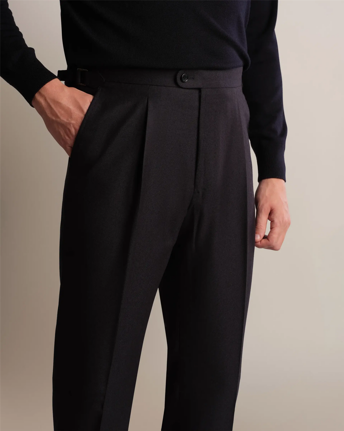 Mod 2 Single Pleat Flannel Trousers Navy