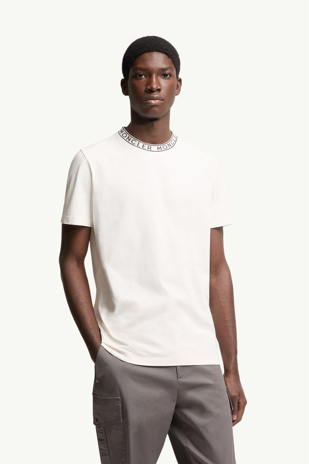 Intarsia logo neckrib T-SHIRT OFF WHITE
