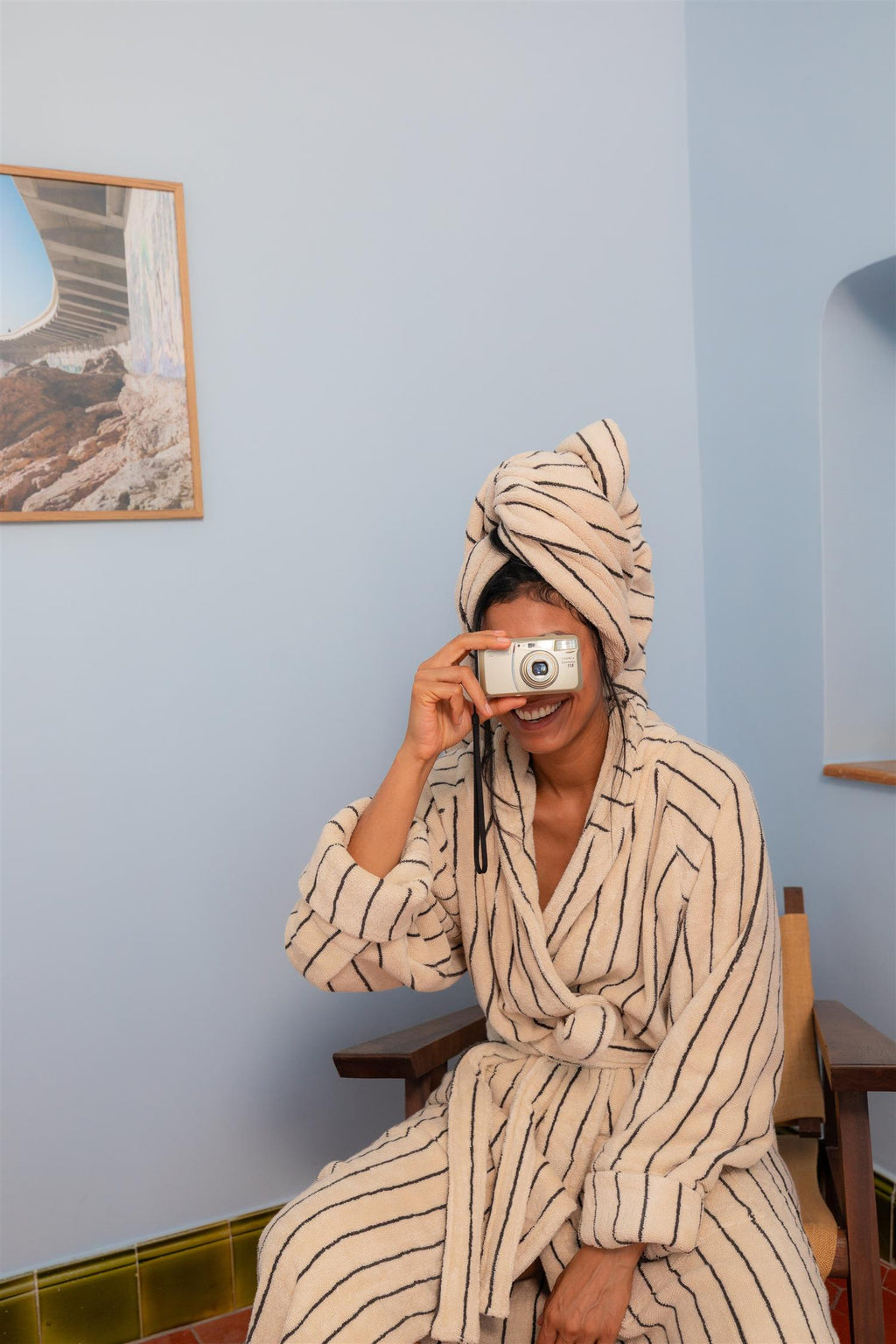 NARAM BATHROBE creme/ink