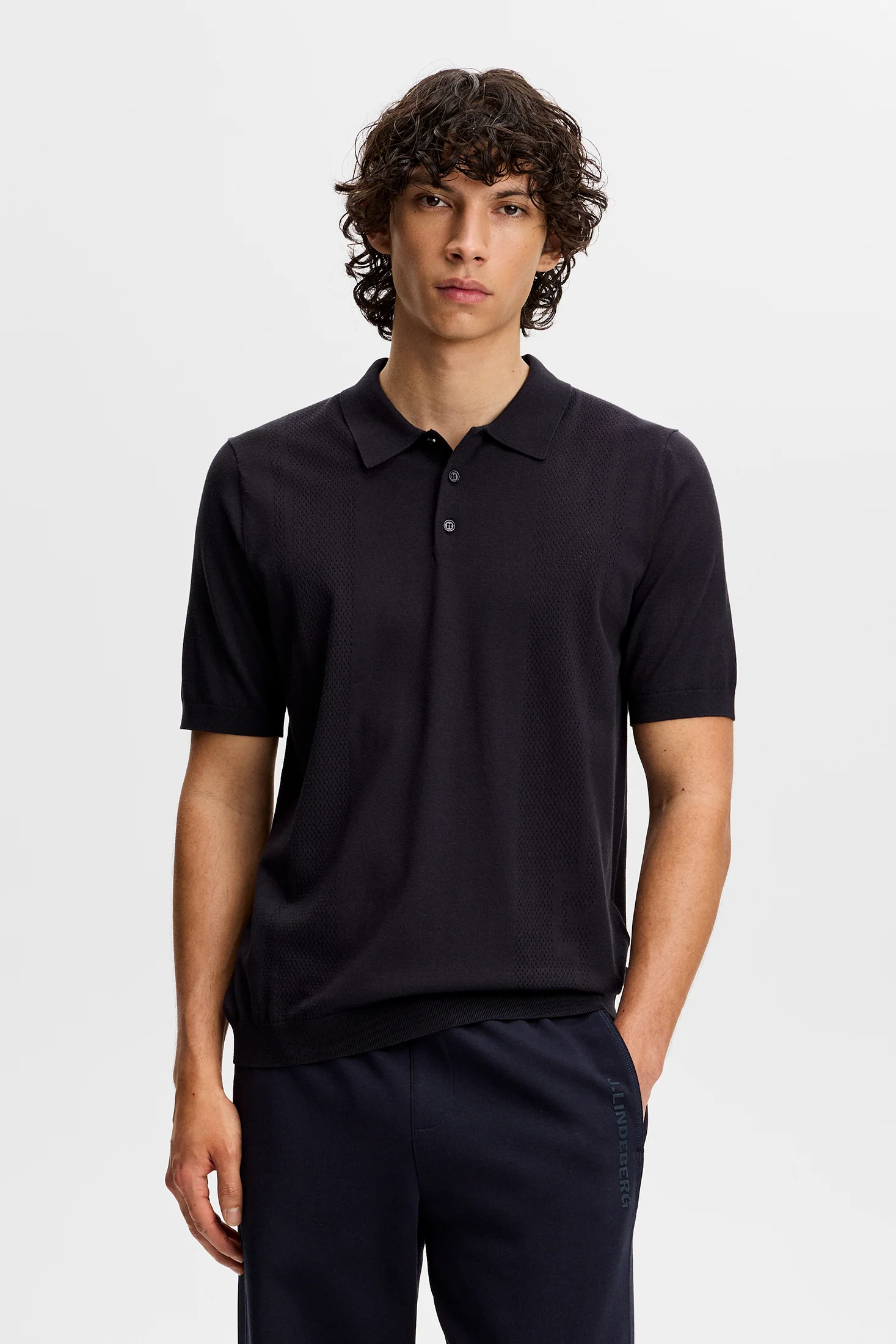 Reymond Seasonal Viscose Blend Knit Polo JL Navy