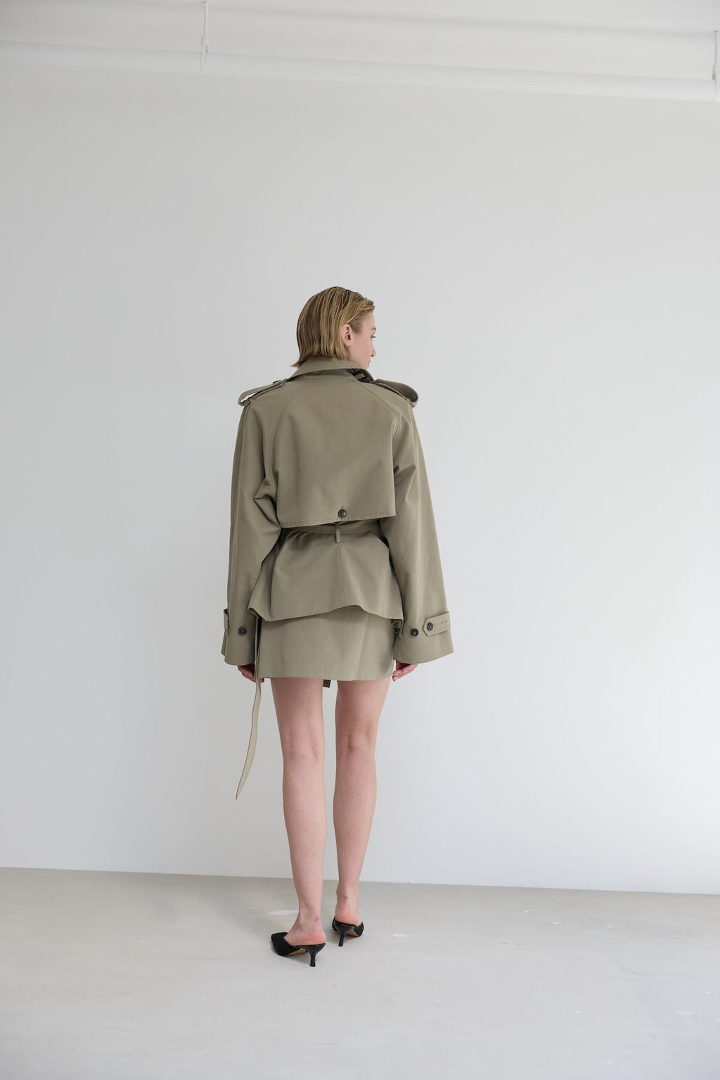 Majorstuen Cotton Short Trench Jacket Khaki