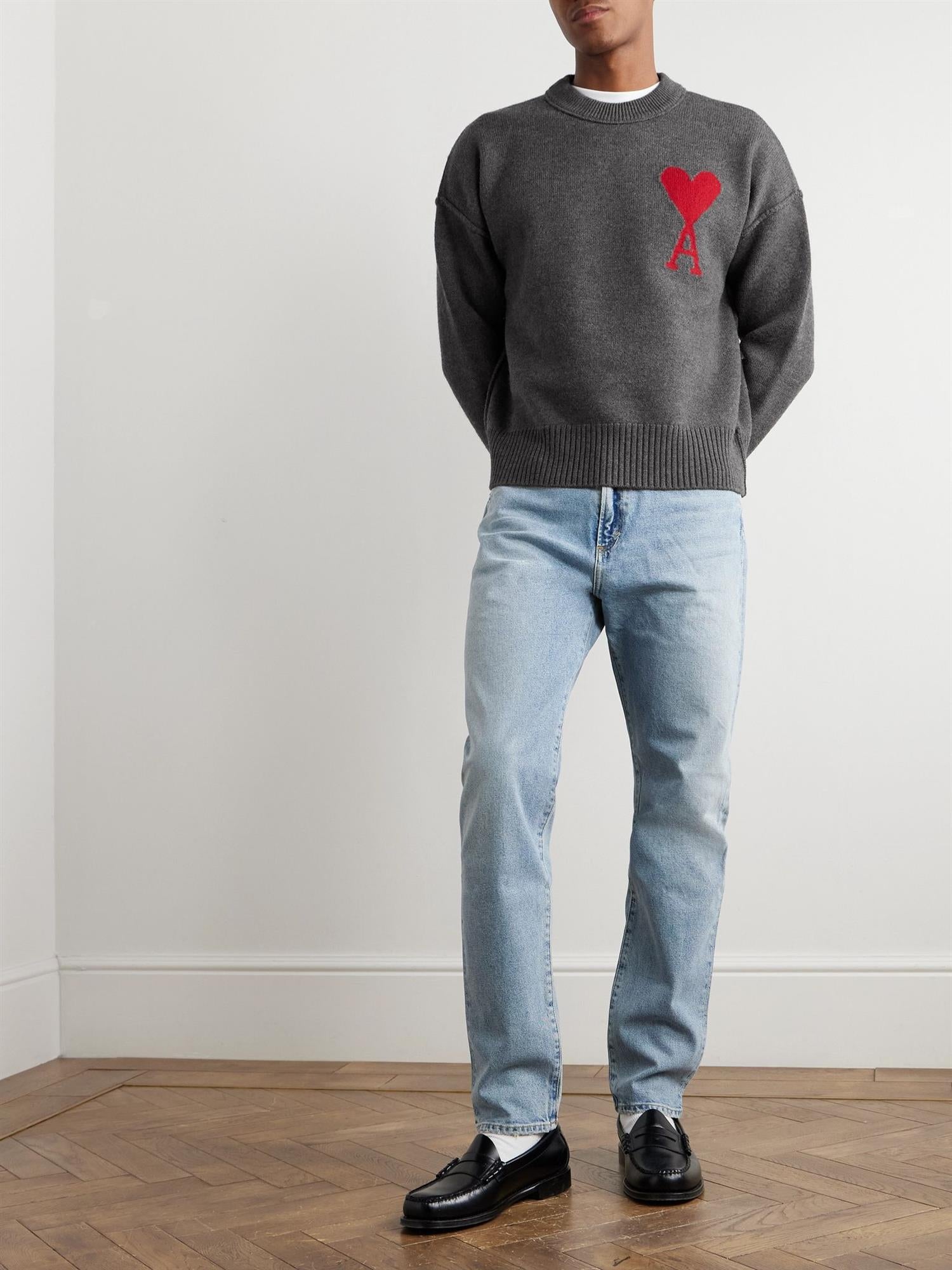 WOOL AMI DE COEUR SWEATER Big Logo Grey/Red
