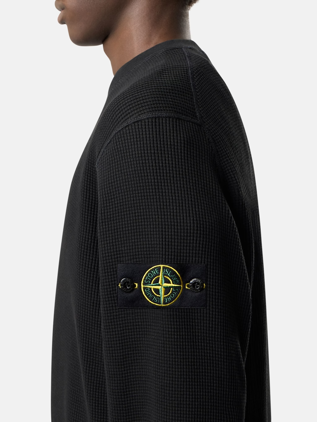 ORGANIC COTTON WAFFLE SWEATSHIRT BLACK