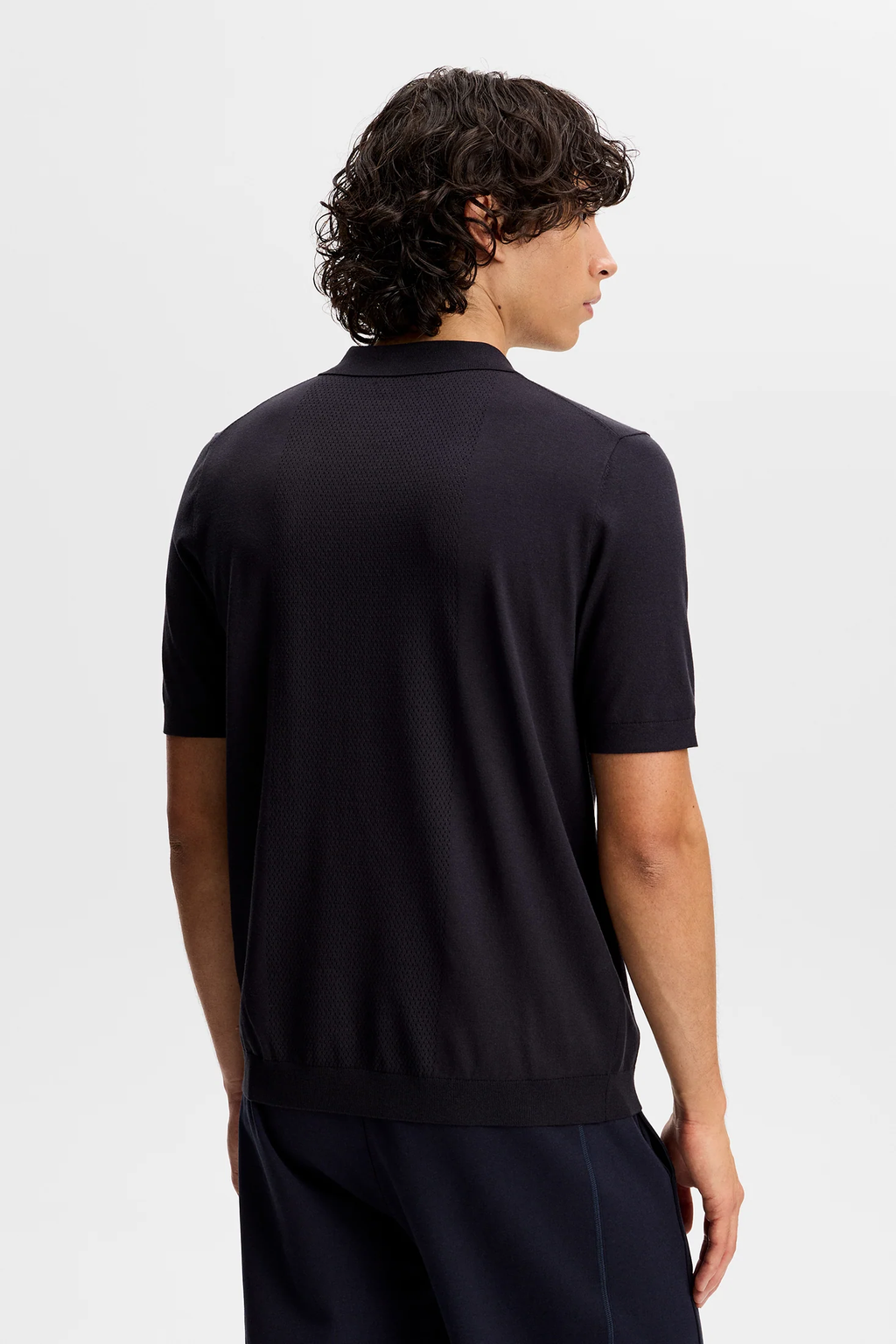 Reymond Seasonal Viscose Blend Knit Polo JL Navy