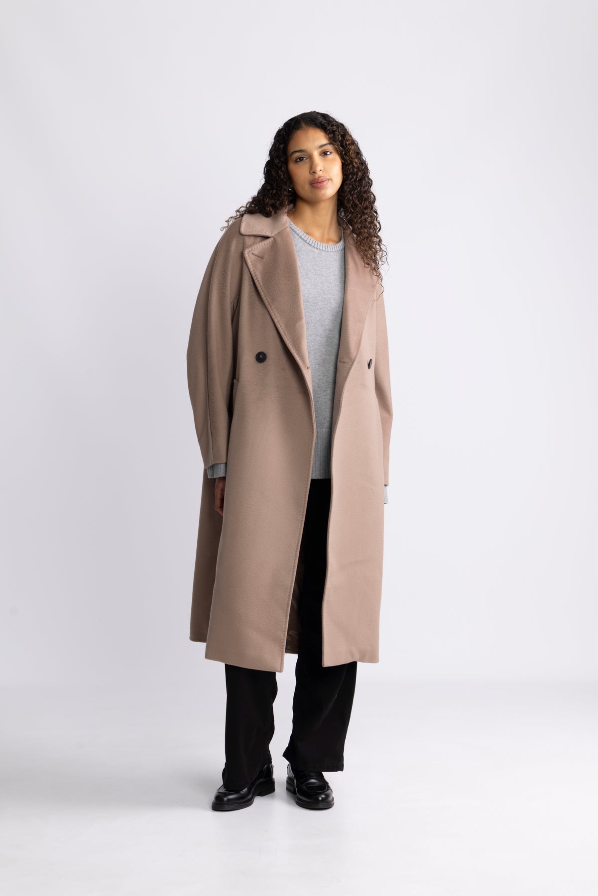 RESINA Double Breasted Wool Coat Marron Glace