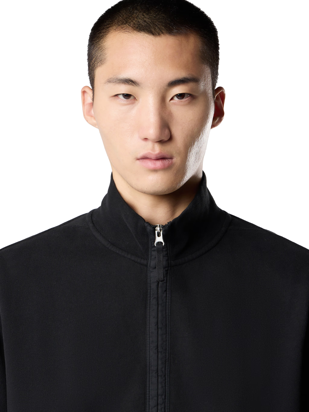 HALF ZIP BRUSHED ORGANIC COTTON SWEATSHIRT BLACK