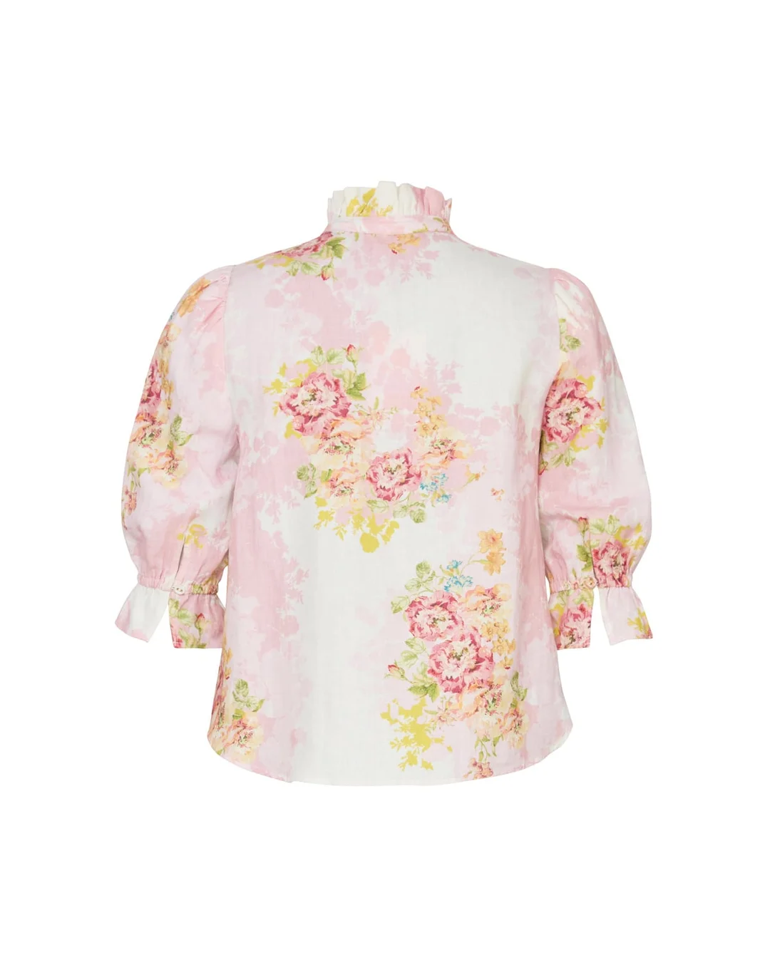 Linen Ruffle Blouse Rose Amore