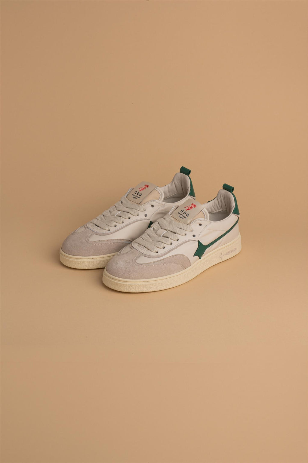 Earth Leather Sneaker Off White/Green