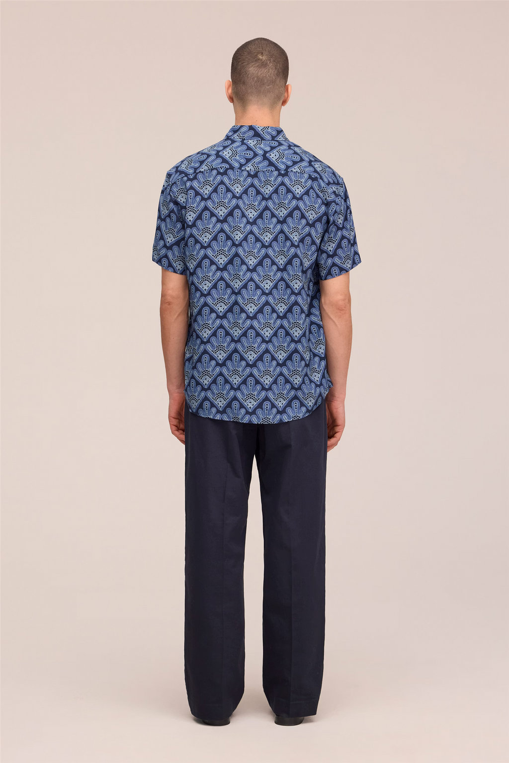 Deon All-Over Print Short Sleeve Shirt Navy Blue