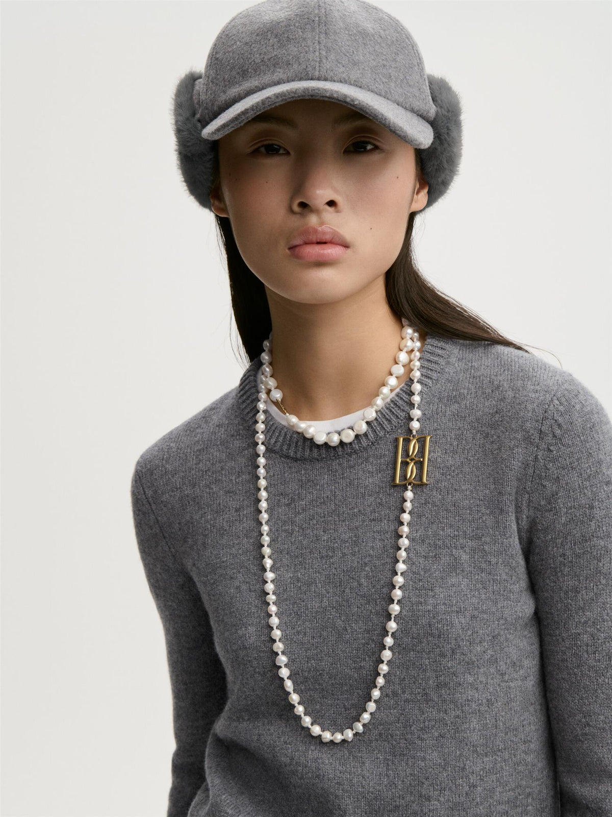 HANNAH Wool Sweater Grey Melange