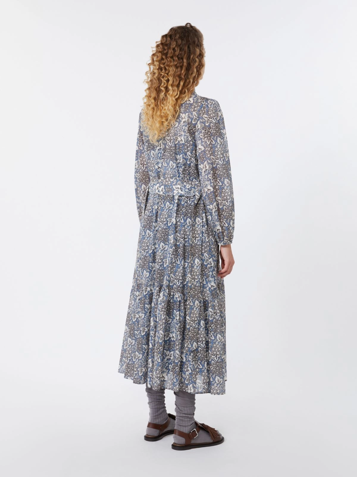 OBOLI Voile Patterned Shirt Dress NAVY